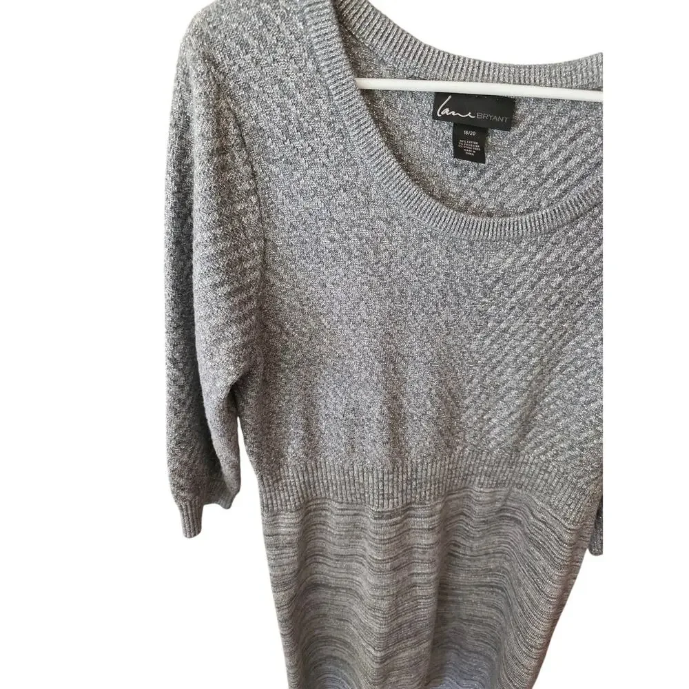 Lane‎ Bryant Sweater Dress 18/20 Womens Plus Size Silver Sparkle Christmas